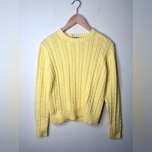 Vintage LL BEAN Women’s Yellow Cable Knit Crewneck Sweater. Sm.Preppy Academia.